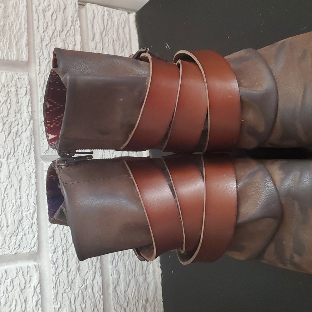 BLOWFISH ALIAS GRAY Leather BOOTIES ANKLE Strap Boho Festival BOOTS WOMENS US 6 - Picture 5 of 10